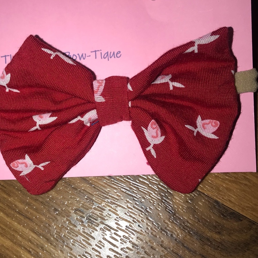 Kickee Candy Apple Rosebuds bow on nylon